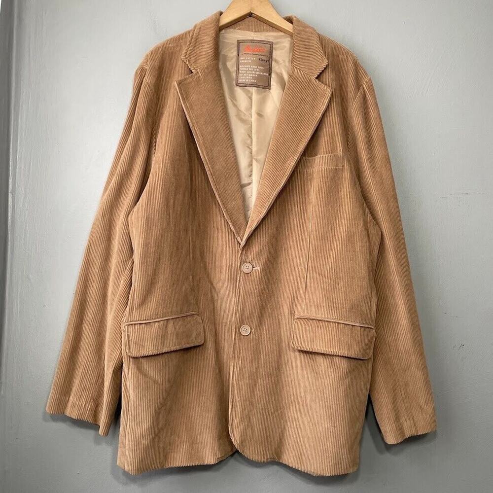 Machine Clothing Company Mens Size Tan Corduroy Jacket Sport Coat Y2K Academia